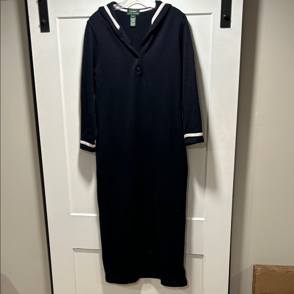 Ralph Lauren Navy Maxi Dress with White Trim